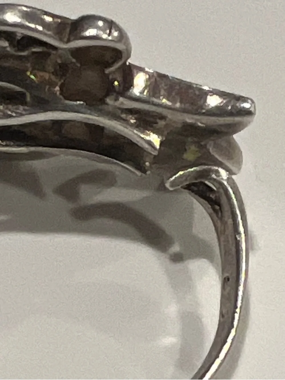 Sterling Silver Green Enamel Butterfly Vintage Ring